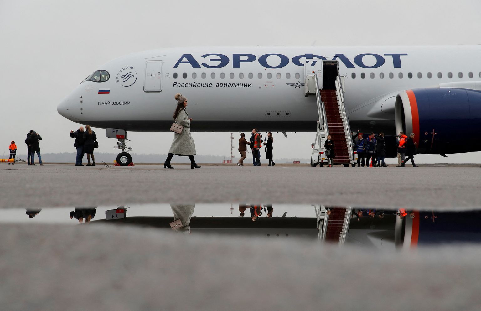 Aerofloti Airbus A350-900 lennuk Šeremetjevo rahvusvahelises lennujaamas.