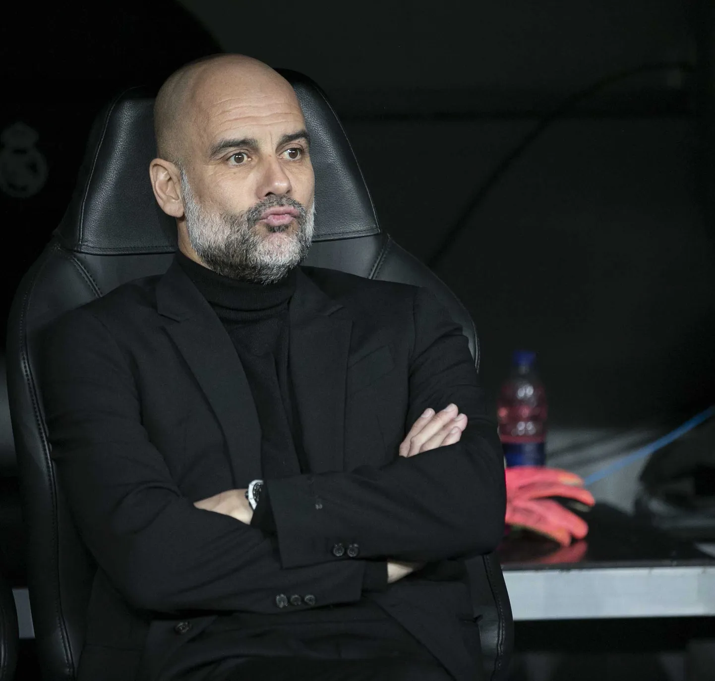 Pep Guardiola Real Madridi ja Manchester City mängul.