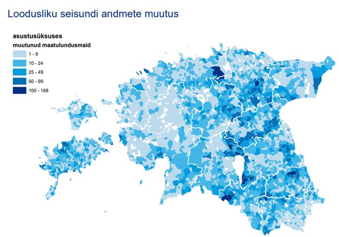 Kõige rohkem on kõlvikute andmete muudatusi Ida-Eestis.