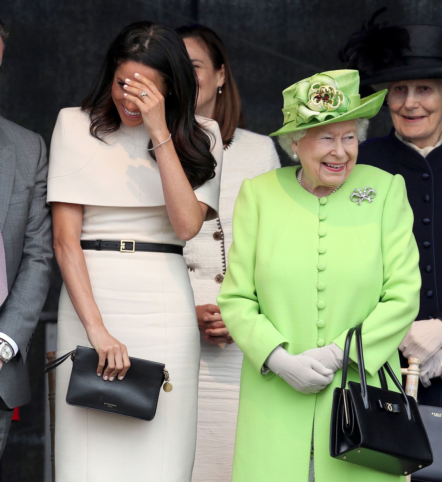 Queen Elizabeth II and the Duchess of Sussex at the opening of the new Mersey Gateway Bridge, in Widnes, Cheshire.