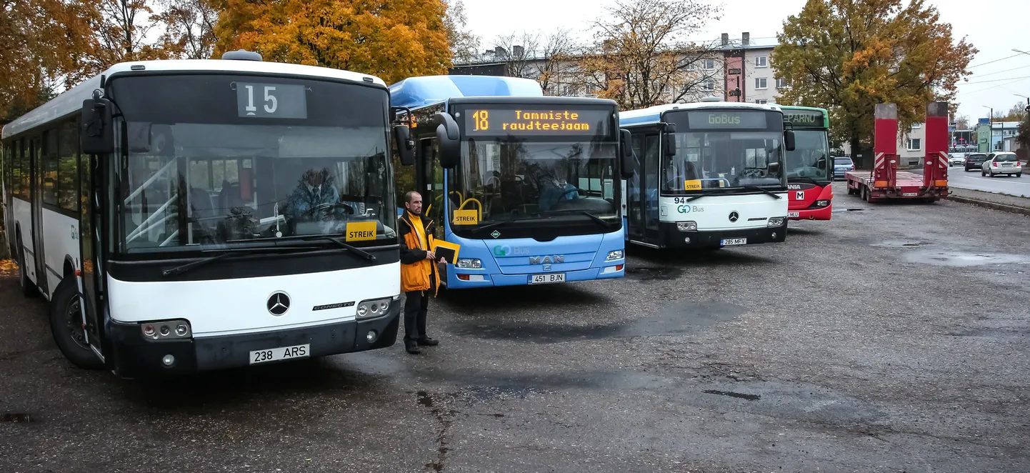 Viimatine GoBusi bussijuhtide hoiatusstreik Pärnus.