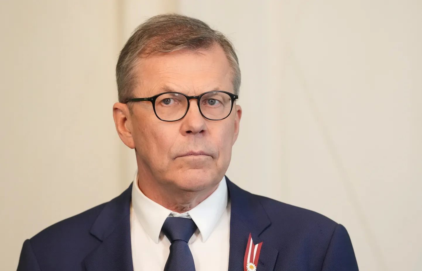 Partijas "Apvienotais saraksts'' Ministru prezidenta amata kandidāts Uldis Pīlēns piedalās preses brīfingā pēc tikšanās ar Valsts prezidentu Rīgas pilī.