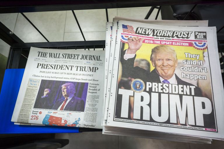 USA ajalehtede esiküljed teatavad Trumpi võidust. Foto: Scanpix