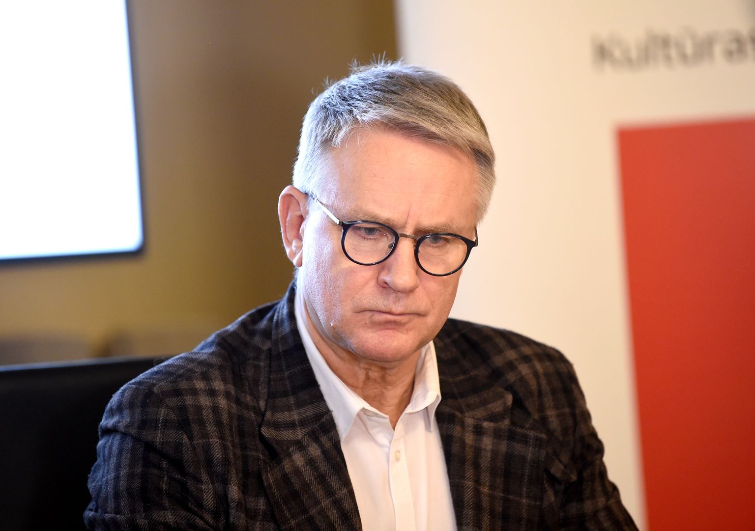Kultūras ministrs Nauris Puntulis piedalās preses konferencē, kurā informē par jaunākā pētījuma "Kultūras aktivitātes barometrs 2022" rezultātiem, atklājot jaunākās tendences kultūras patēriņā Latvijā.