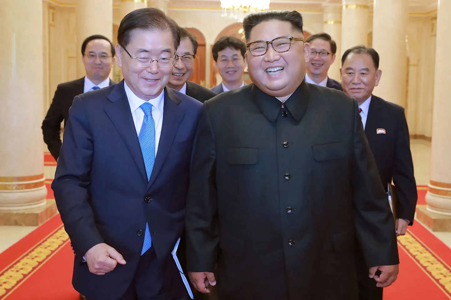 Lõuna-Korea president Moon Jae-in ja Põhja-Korea riigijuht Kim Jong-un.