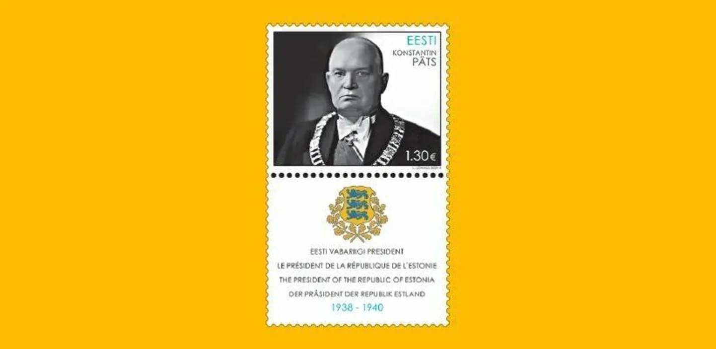 Eesti Vabariigi esimese presidendi Konstantin Pätsi 150. sünniaastapäevale pühendatud postmark.