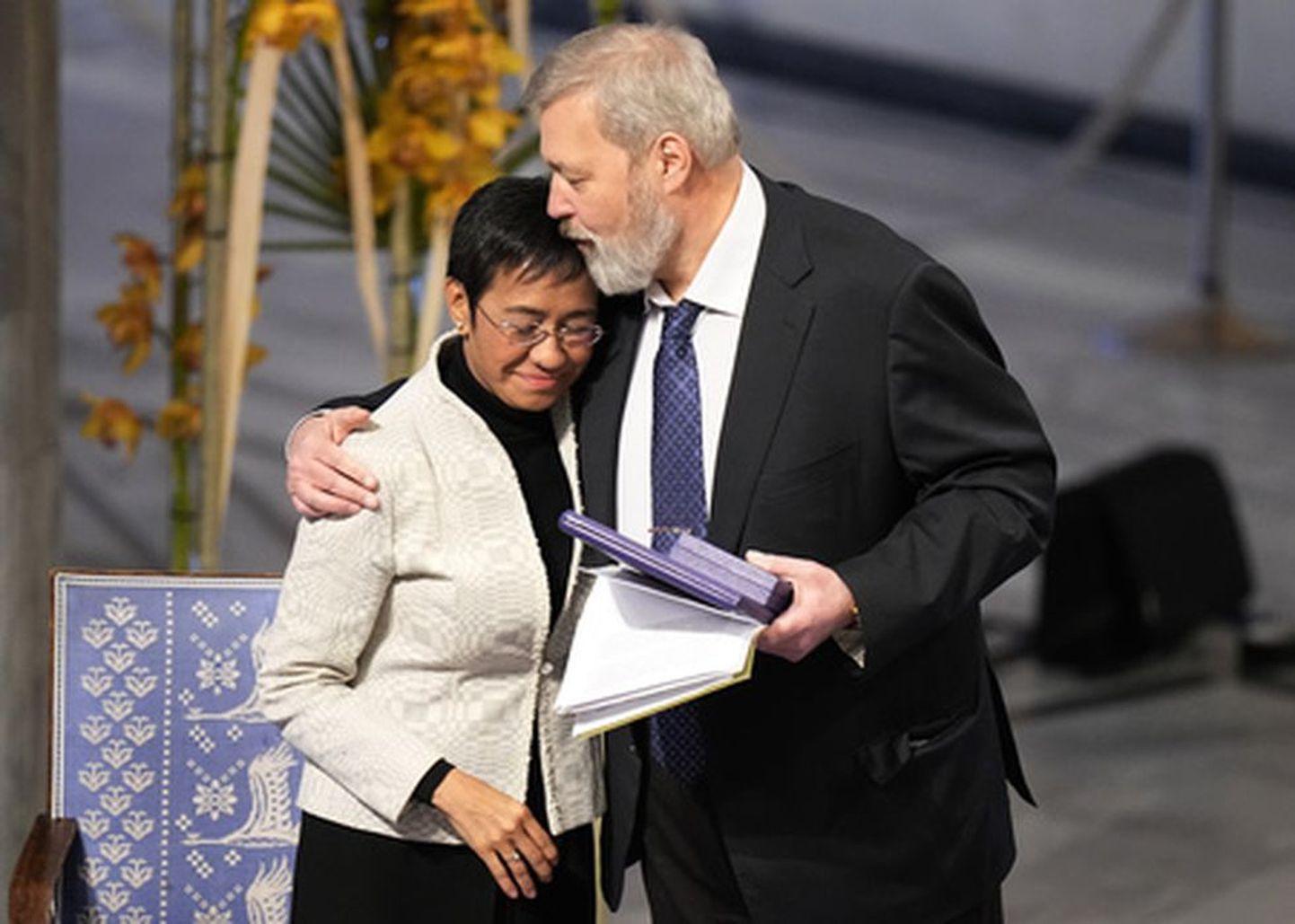 Tänavused Nobeli rahupreemia laureaadid Maria Ressa Filipiinidelt ning Dmitri Muratov Venemaalt.