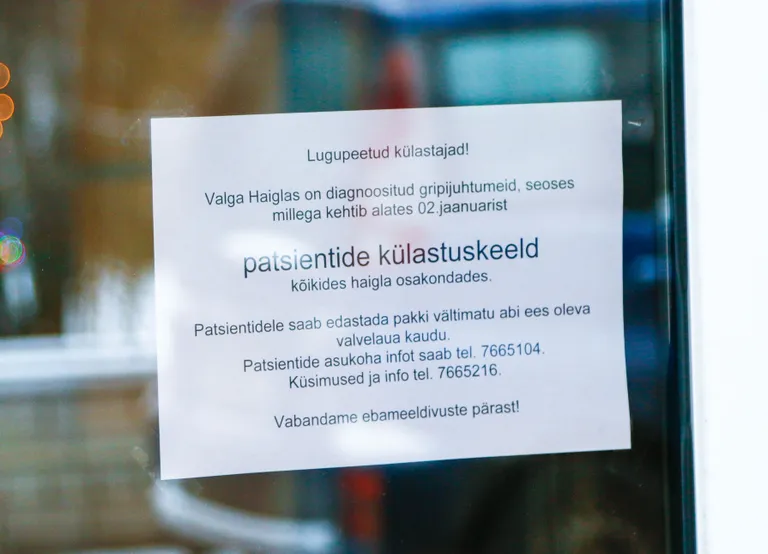 Haigla külastuskeeld seoses gripi diagnoosimisega haiglas. / Arvo Meeks/Valgamaalane/Scanpix