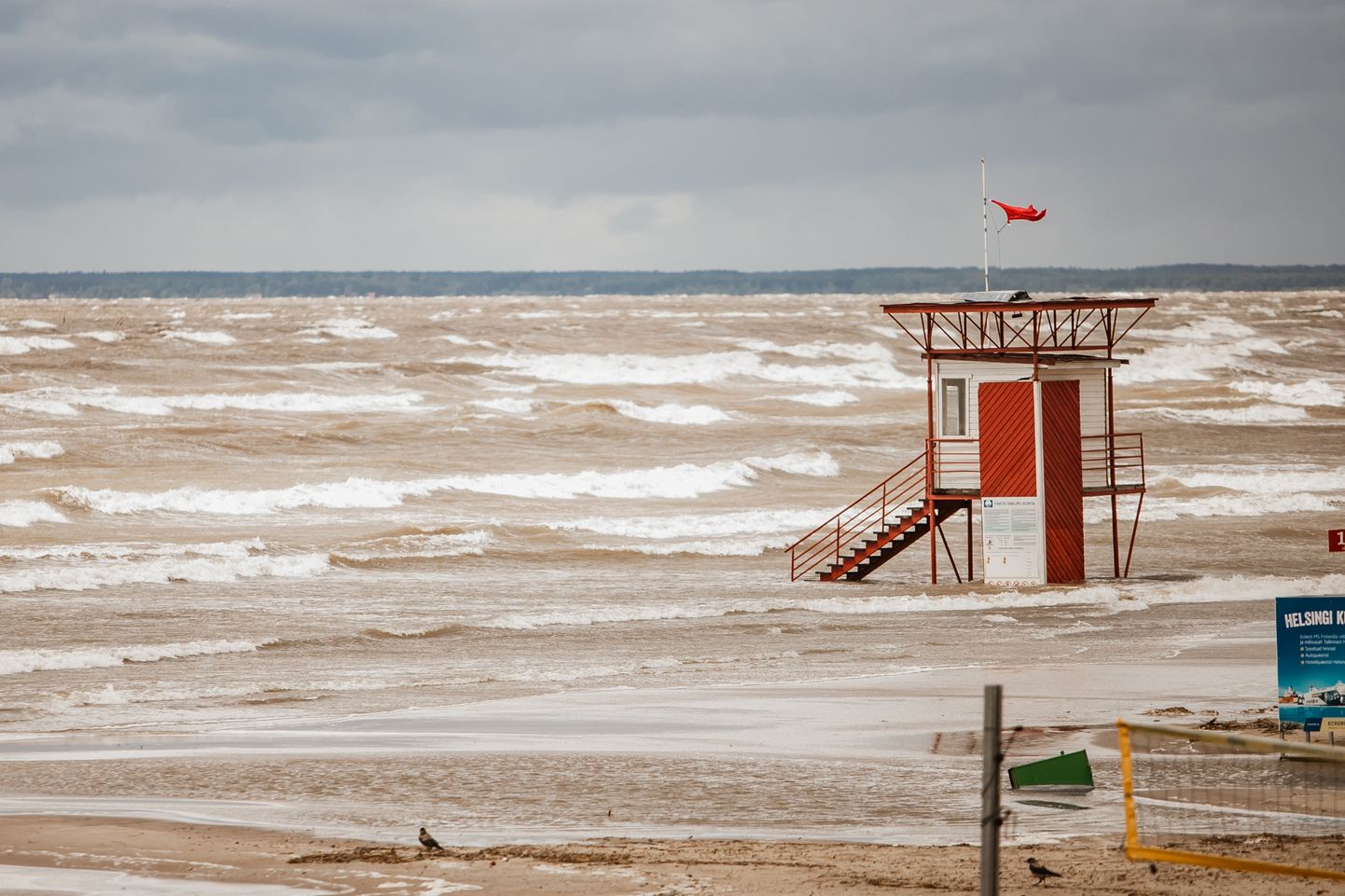 Pärnu rand, torm, lained, tuul