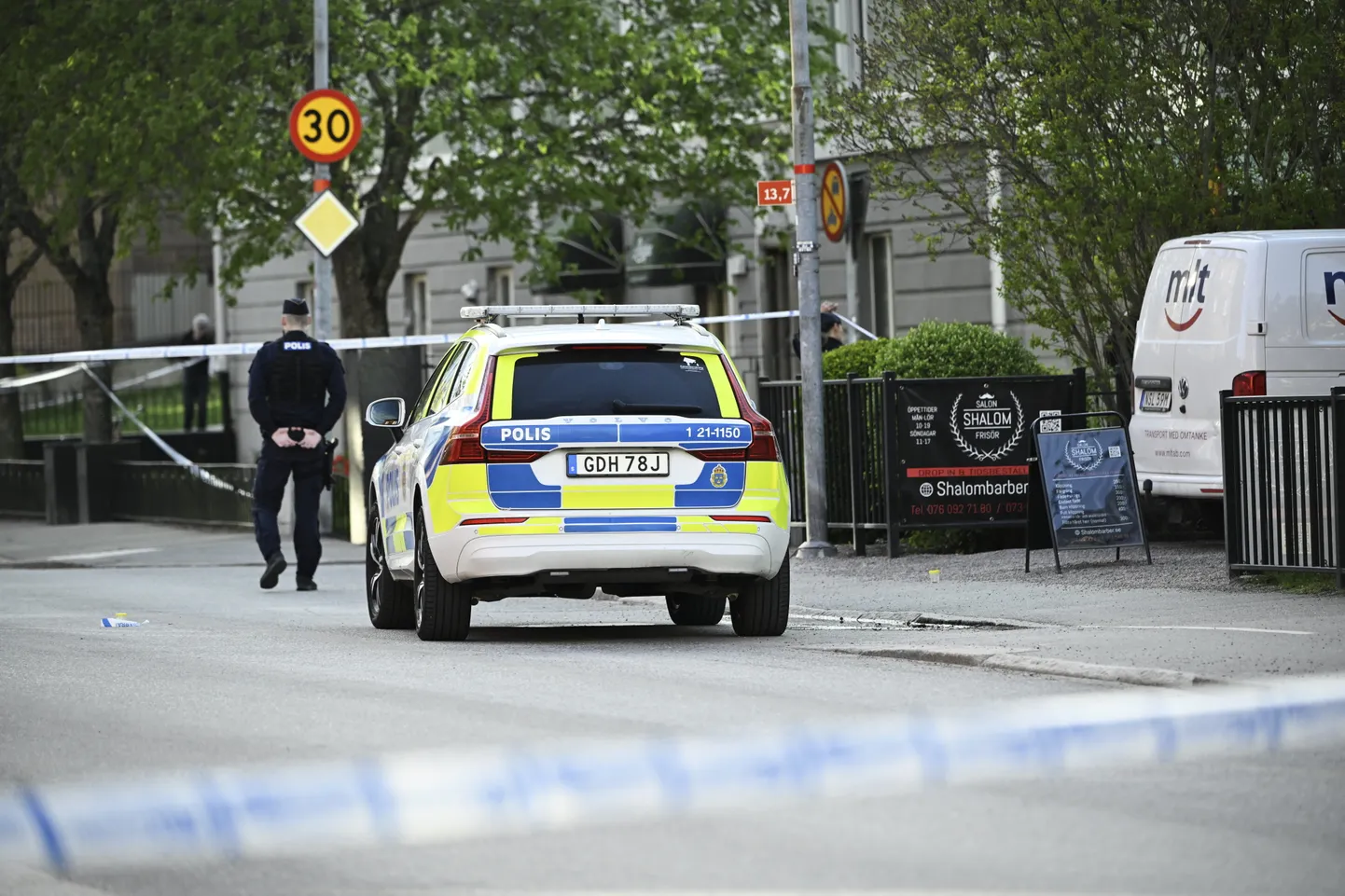 Kuriteopaik Uppsala kesklinnas 29. aprillil.