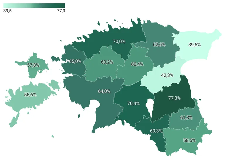 Nakkustekitajaid kandvate puukide levik maakonniti.