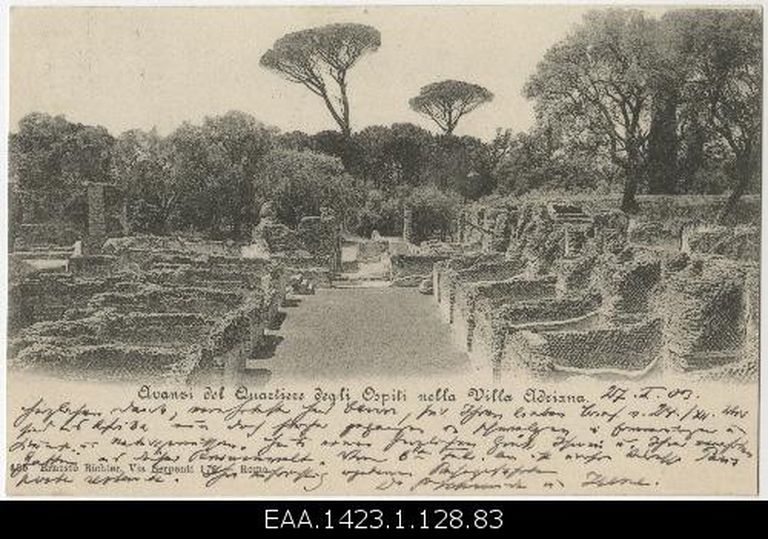 Vaade Hadrianuse villa varemetele, fotopostkaart 1900.