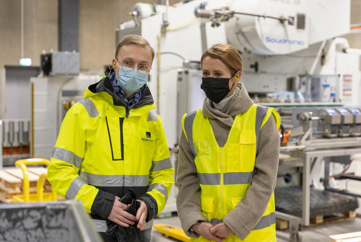 Estonian Prime Minister Kaja Kallas visited the factory of Metaprint on Jan. 28, 2022.