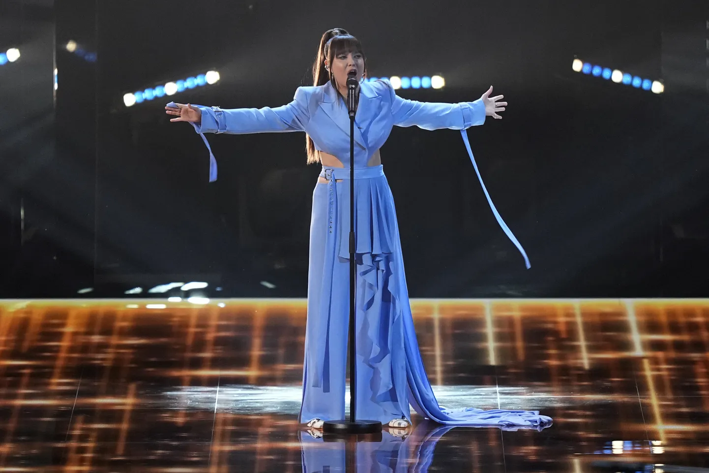 Alika Milova Eurovisiooni teises poolfinaalis 11. mail 2023 (AP Photo/Martin Meissner)