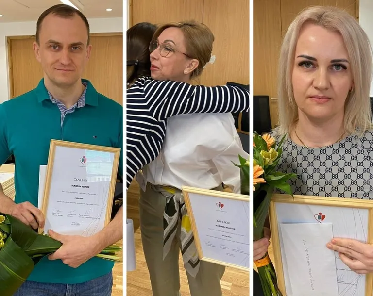 Parima õe tiitlite saajad Karina Walter (keskel), Jekaterina Fabritšnikova (paremal) ja Maksim Niinep.