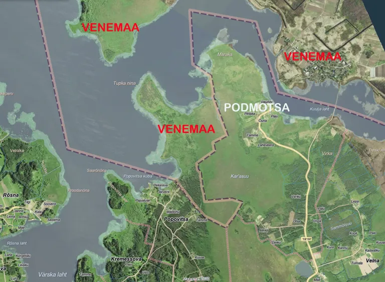 Podmotsa küla asub Eesti ja Vene piiri sopis.