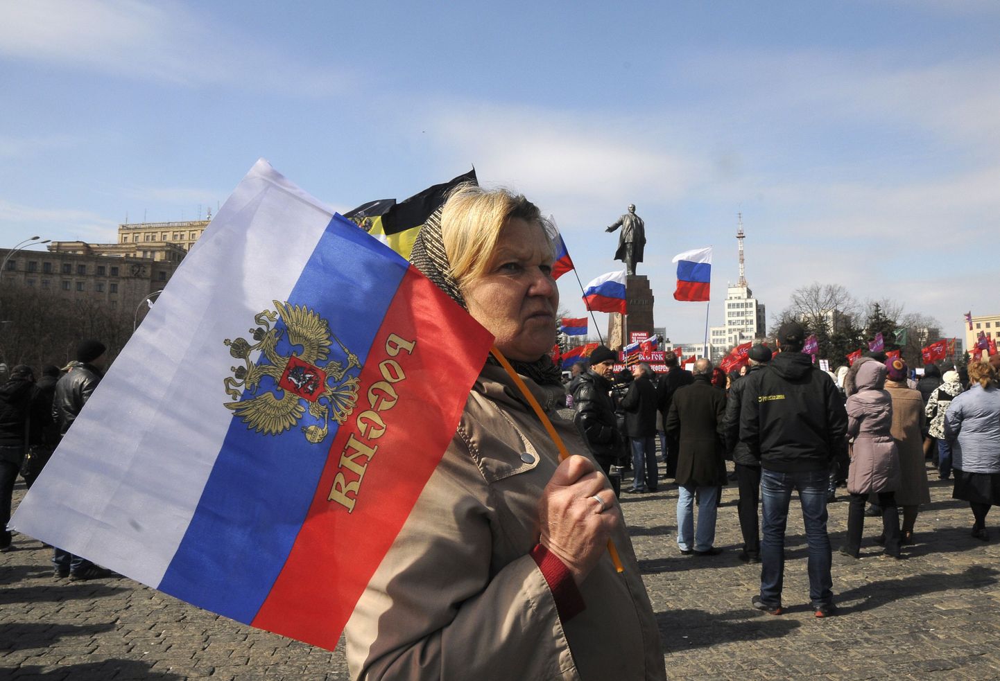Venemeelne demonstrant märtsi lõpus Harkivis.