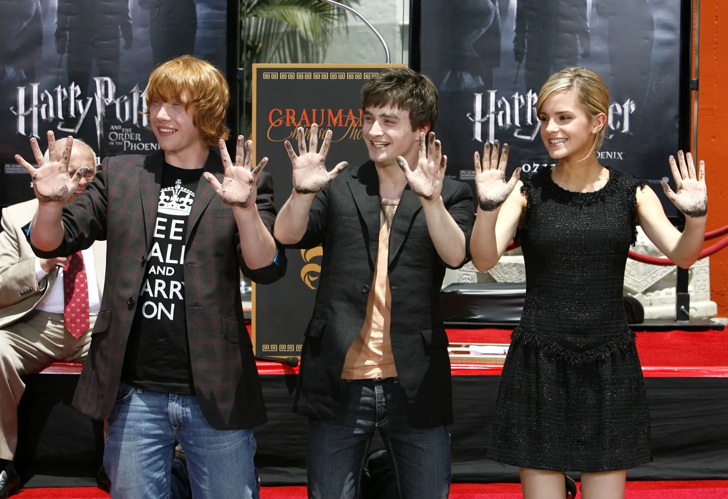 Daniel Radcliffe (keskel), Rupert Grint (vasakul) ja Emma Watson