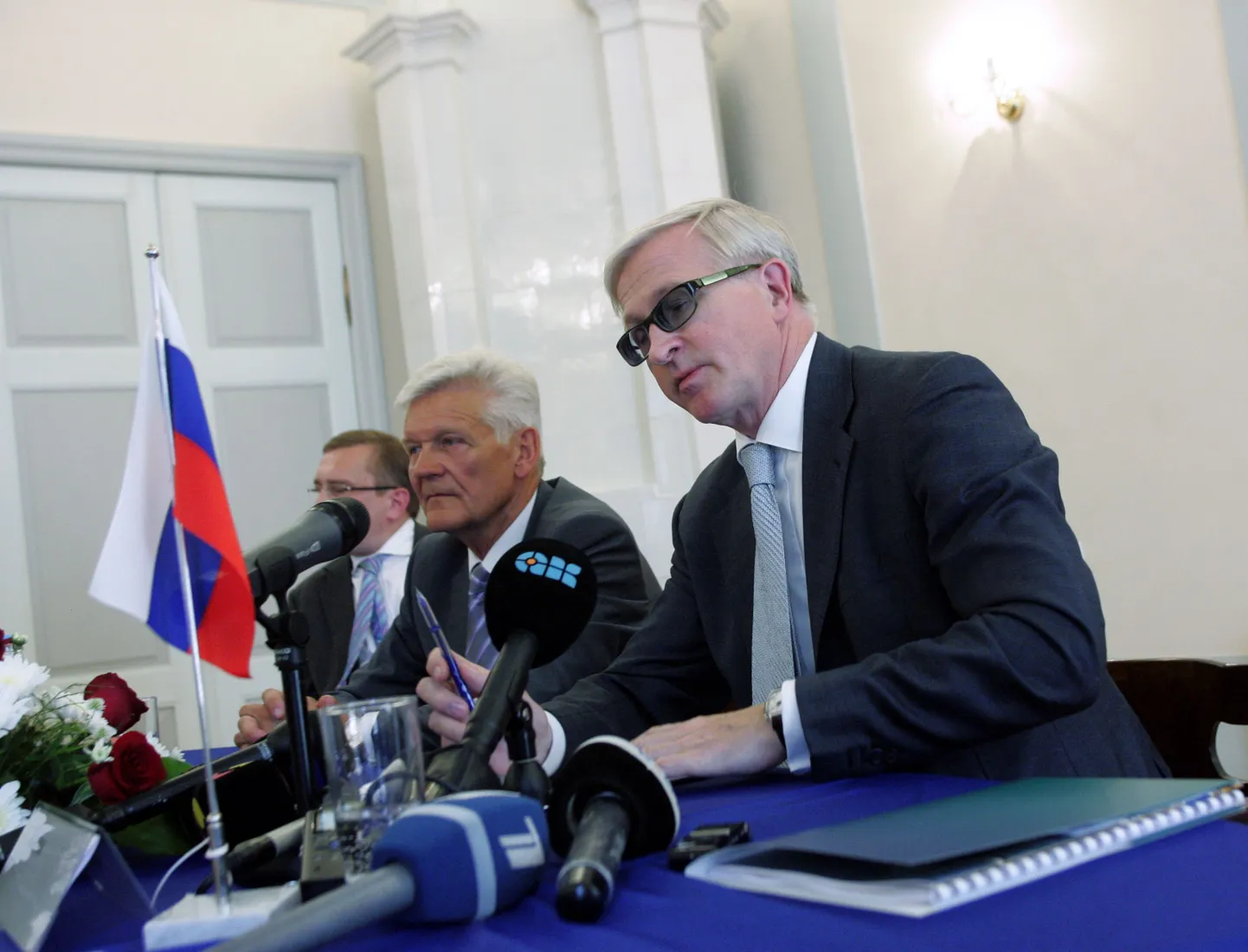 Eesti Tööandjate Keskliidu ning Venemaa Töösturite ja Ettevõtjate Liidu (RSPP) kohtumine augustis Tallinnas. Paremal RSPP president Aleksandr Shohhin, keskel Enn Veskimägi.