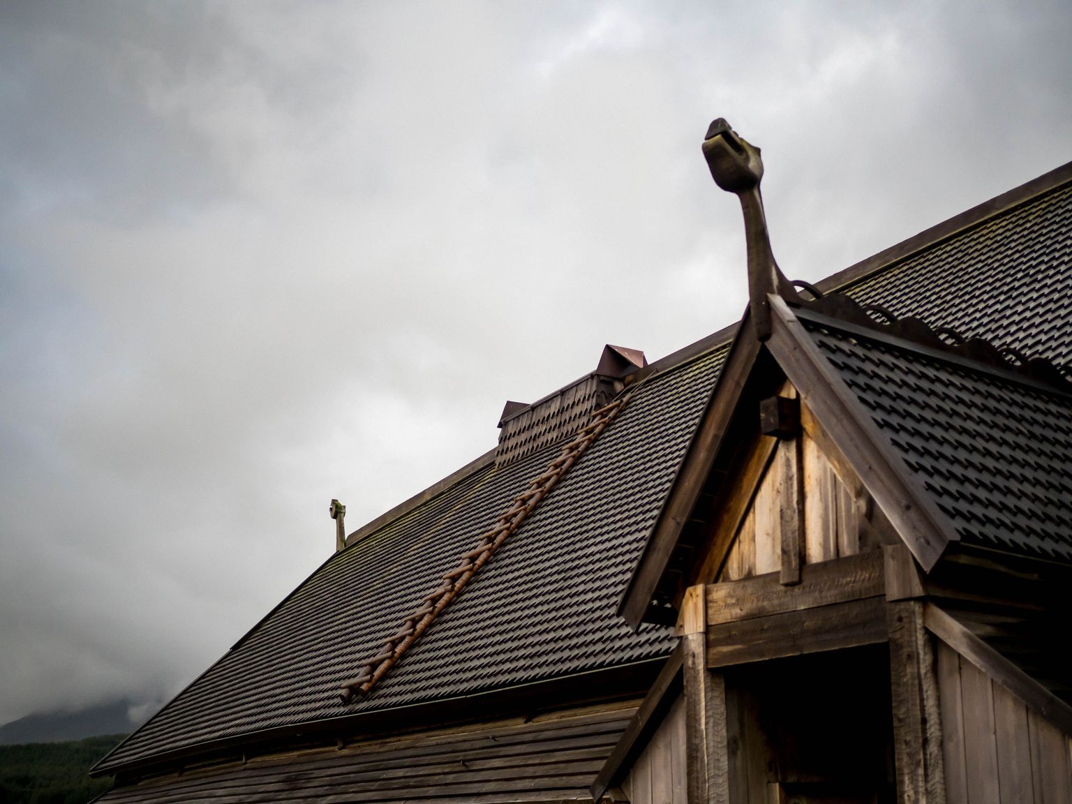 Viikingi pikkmaja rekonstruktsioon. Pilt on illustreeriv