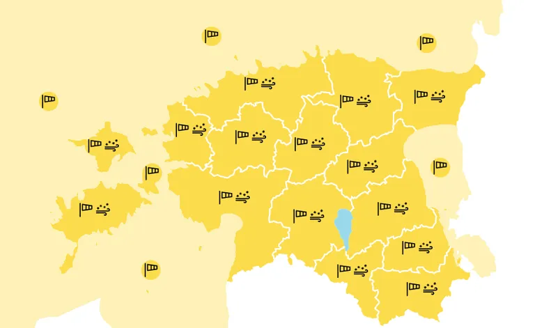 Keskkonnaagentuuri ilmateenistus andis kogu Eestile esimese taseme ilmahoiatuse.