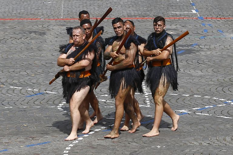 Uus-Meremaa maori sõdalased tänasel paraadil. Foto:AP/Scanpix