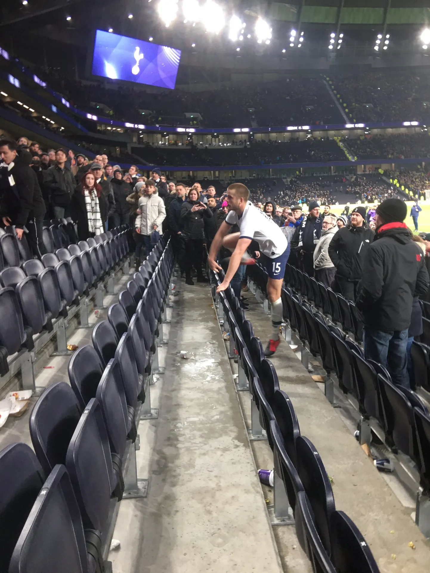 Eric Dier jooksis matši järel tribüünile.