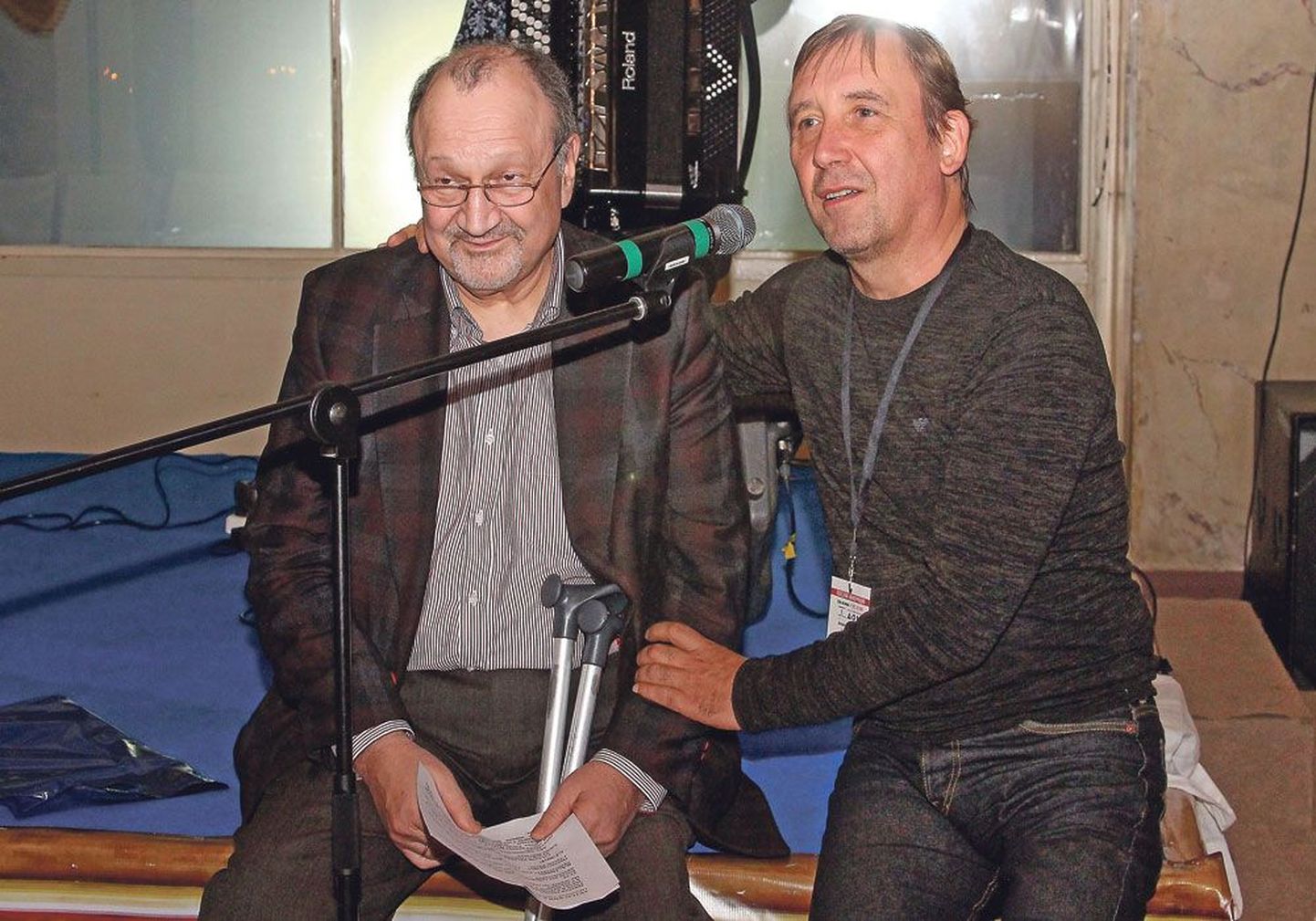Директор Театра-фестиваля «Балтийский дом» Сергей Шуб (слева) и призер юбилейного фестиваля, эстонский режиссер Эльмо Нюганен.
