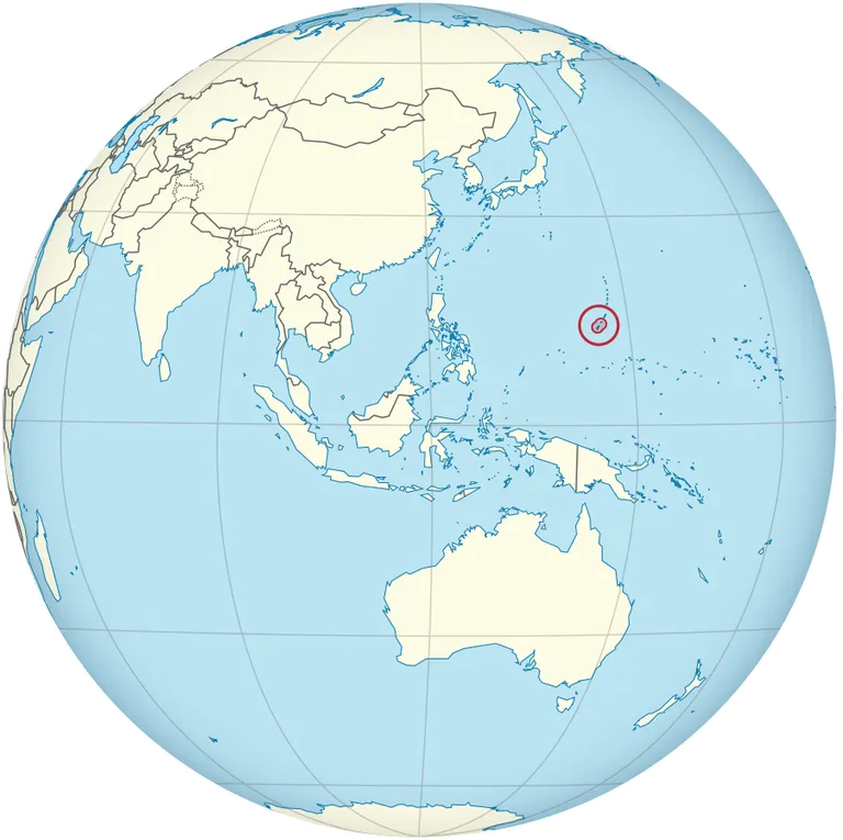 Guam maailmakaardil (punase ringi sees)