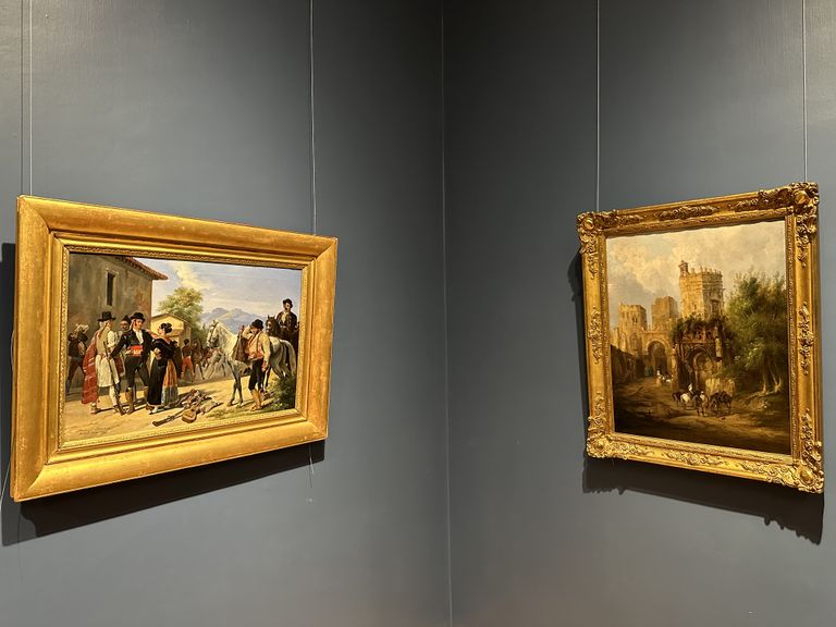 Живопись романтизма канонична и вместе с тем выразительна. Слева - Фарамон Бланшар, изобразивший испанских контрабандистов, справа - Хенаро Перес Вильямиль, мастер архитектурного пейзажа.