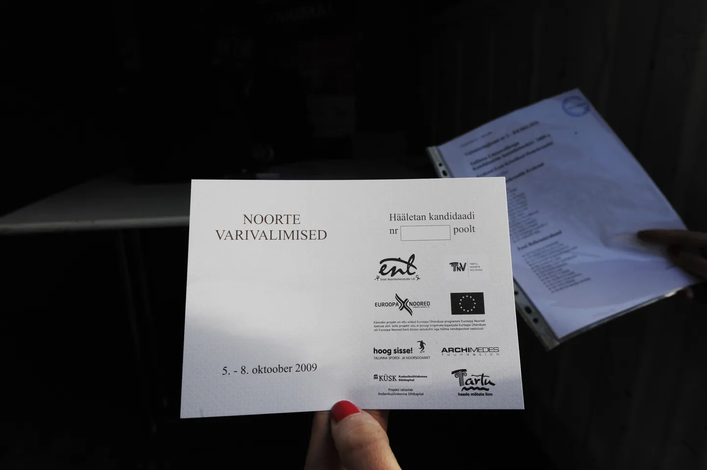 Varivalimiste valimissedel.