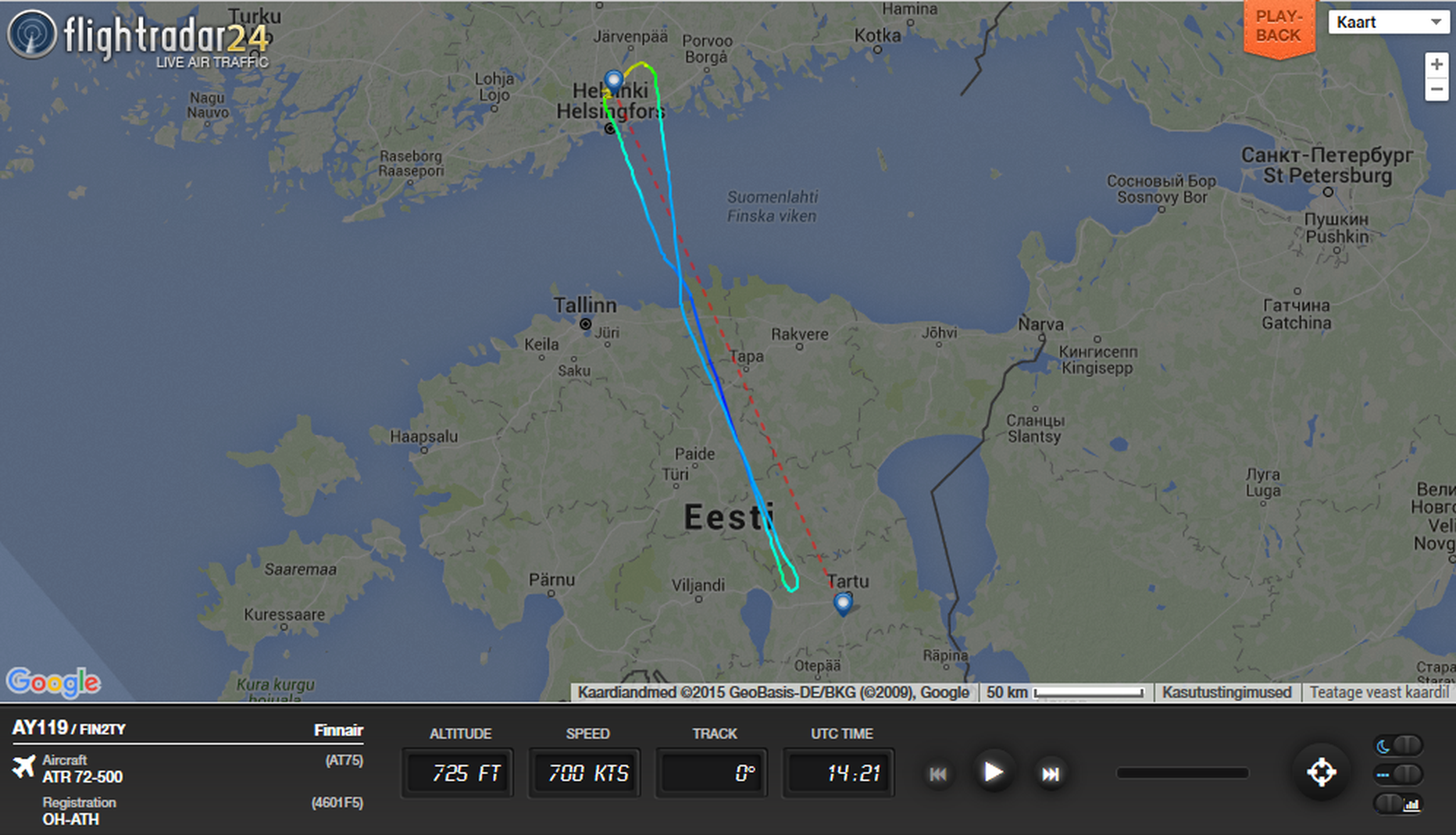 Helsingist Tartusse suundunud lennuk pööras tagasi