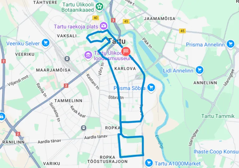 Tour of Estonia Tartu grand prix' sõidetakse linnaringil, mida tuleb läbida 16 korda.