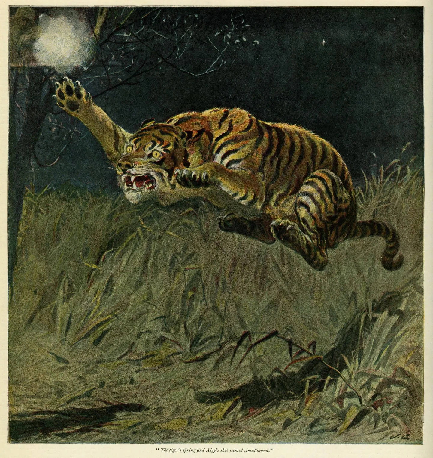 Hetkel ei tea keegi, kas tehisarust saab koolides tõeline abimees või ohtlik kiskja. Repro kunstiteosest «Tiiger hüppab küti poole».