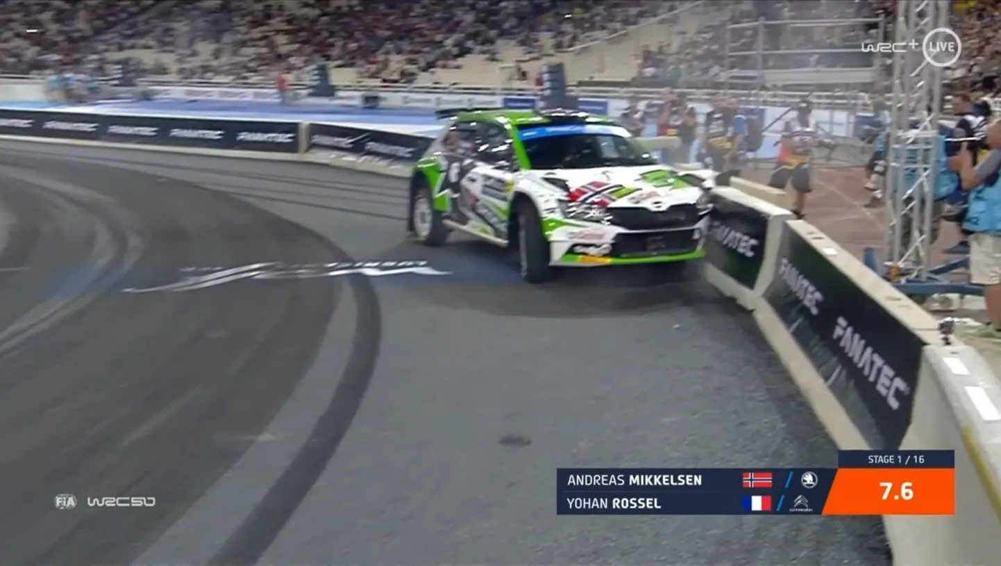 Andreas Mikkelsen ei suutnud Kreeka MM-ralli avakatset lõpetada.
