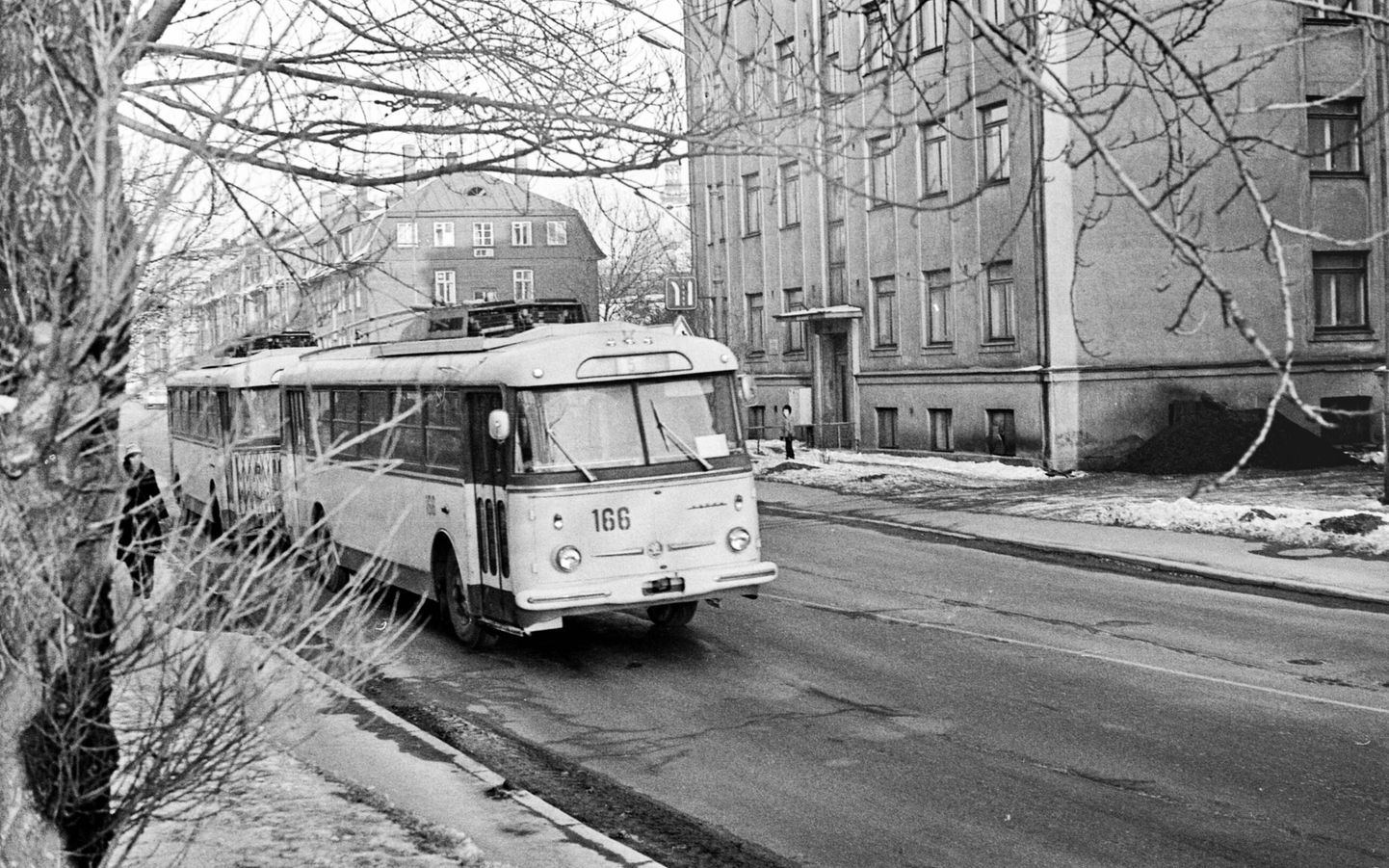 Tallinna troll. Esimese kaksiktrolli esimene tööpäev veebruaris 1981, 5. liinil Tehnika tänaval.