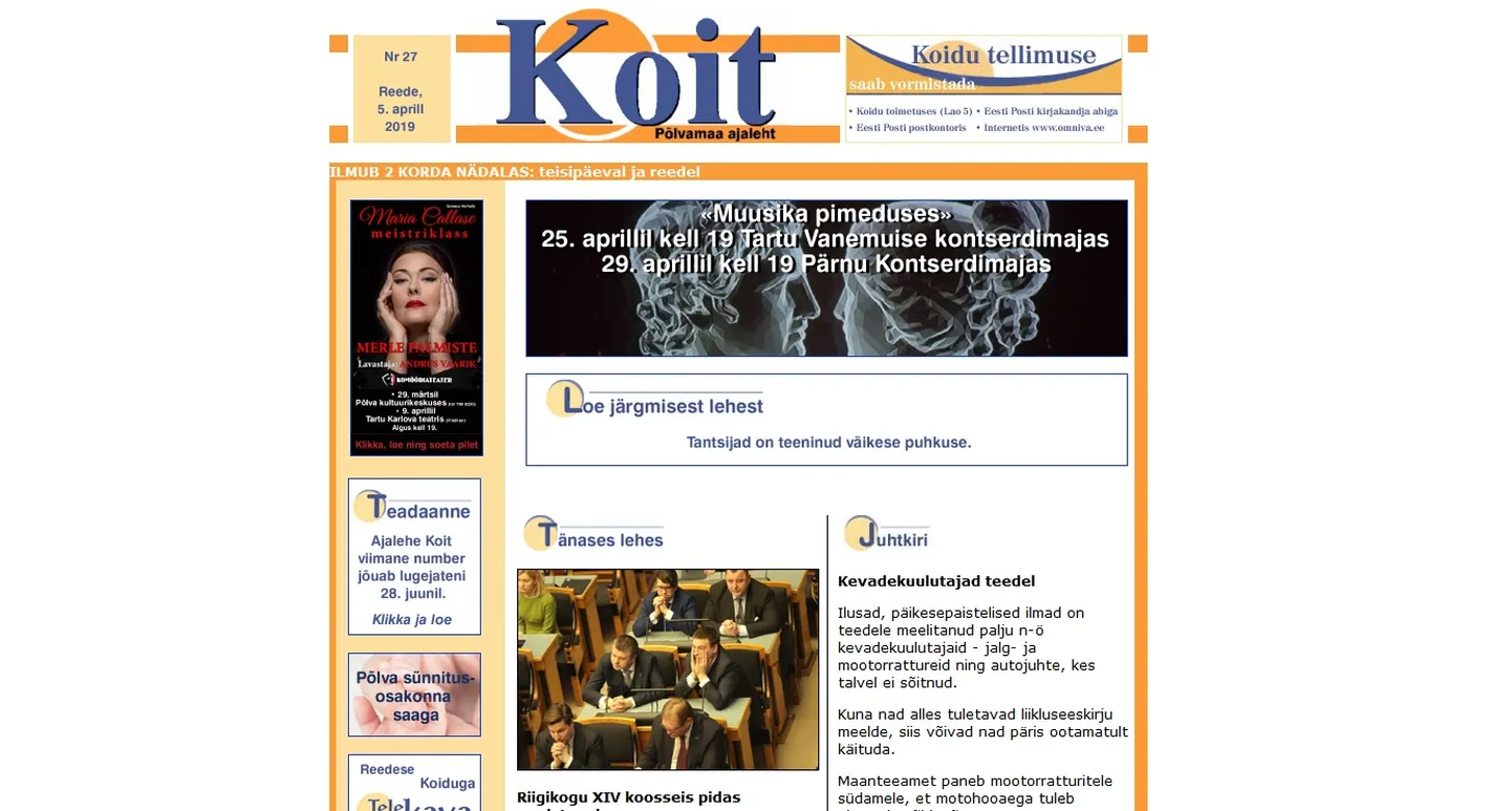 Põlvamaa ajaleht Koit.