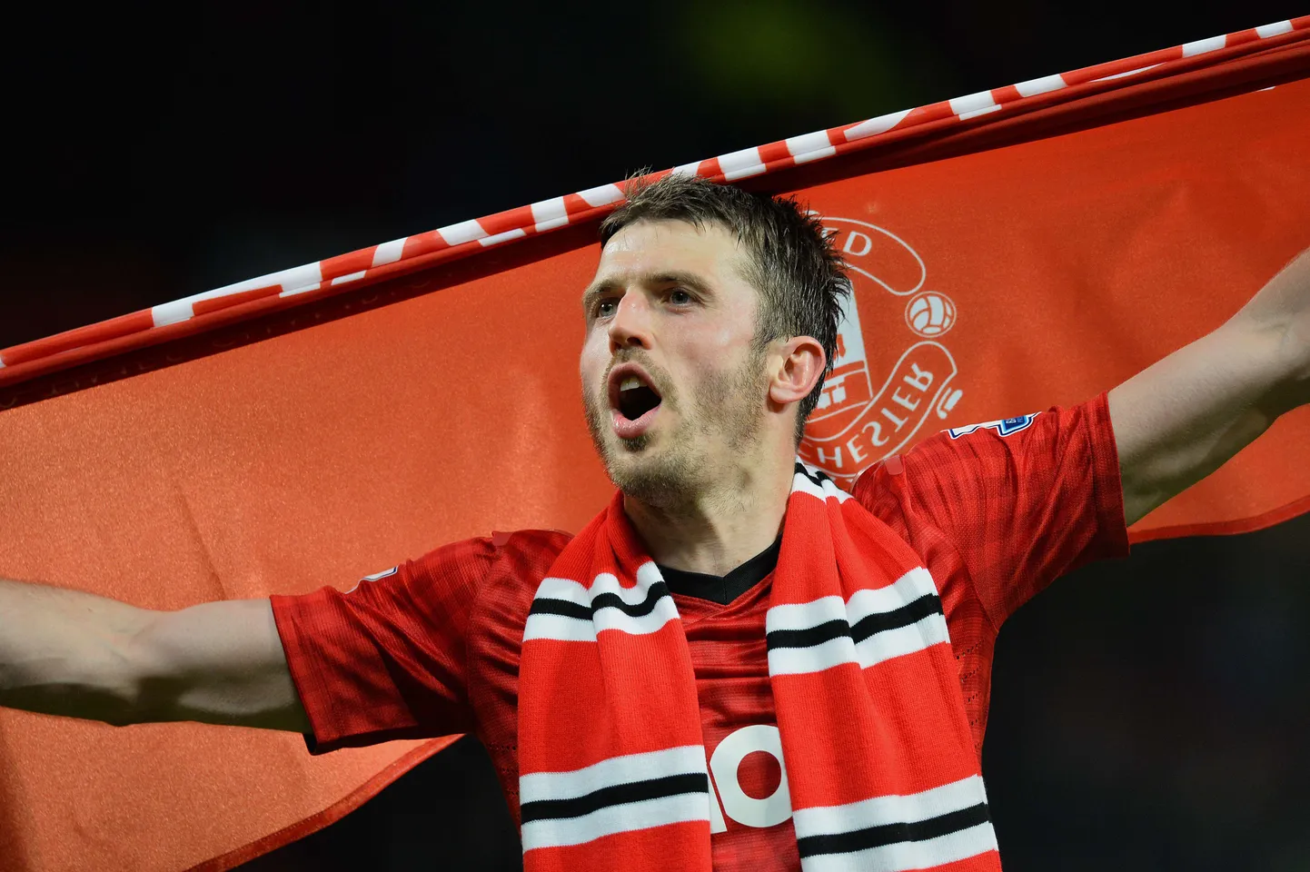 Michael Carrick Manchester Unitedi 20ndat tiitlivõitu tähistamas