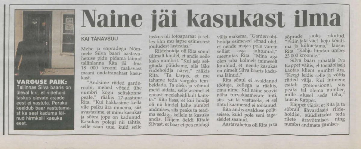 Eraldiseisev üleriiete varguse juhtum Silva baaris