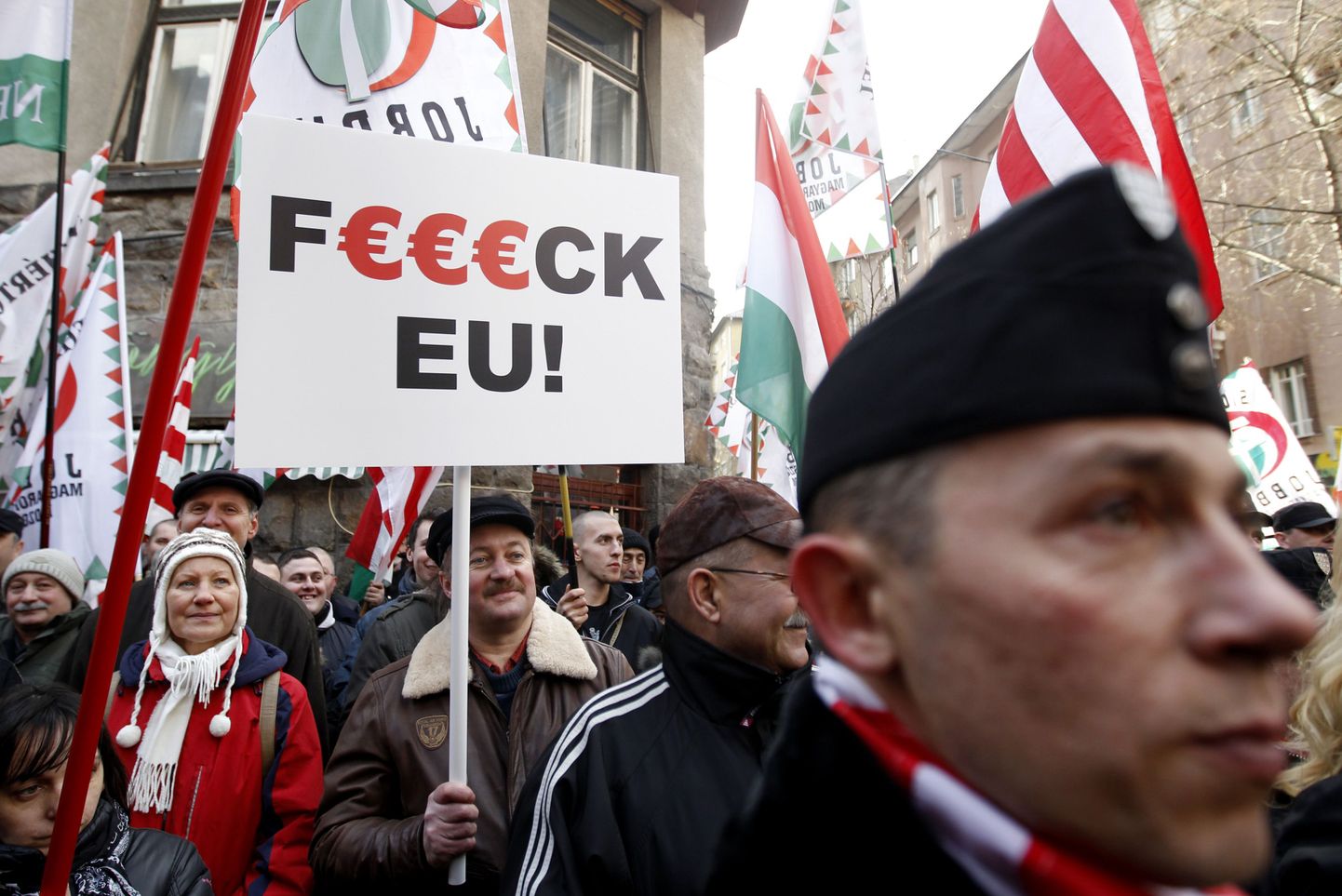14. jaanuaril Budapestis peetud Jobbiku meeleavaldus ELi vastu.