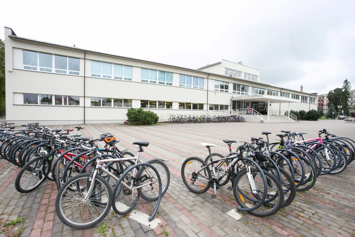 Jalgrattaparkla Rakvere reaalgümnaasiumi ees.