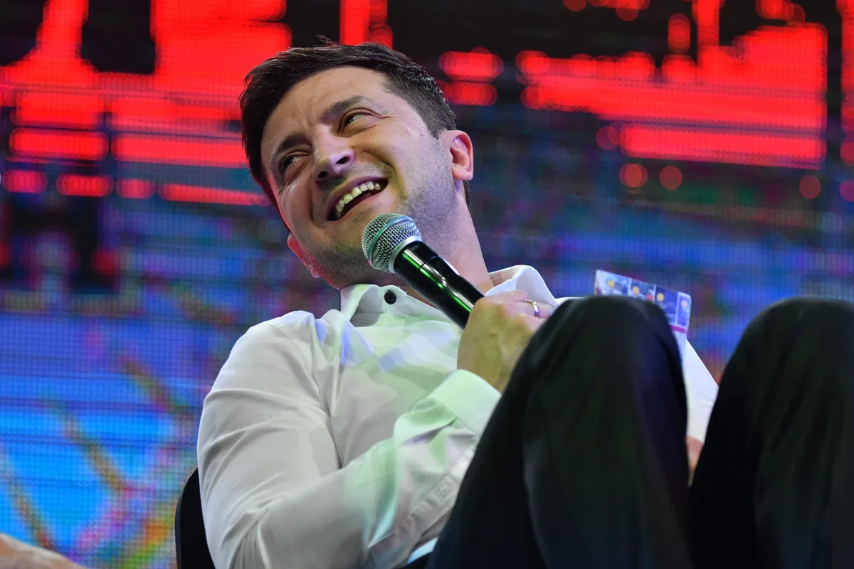 Владимир Зеленский на шоу студии «Квартал 95» в марте 2019 года во время президентских выборов.