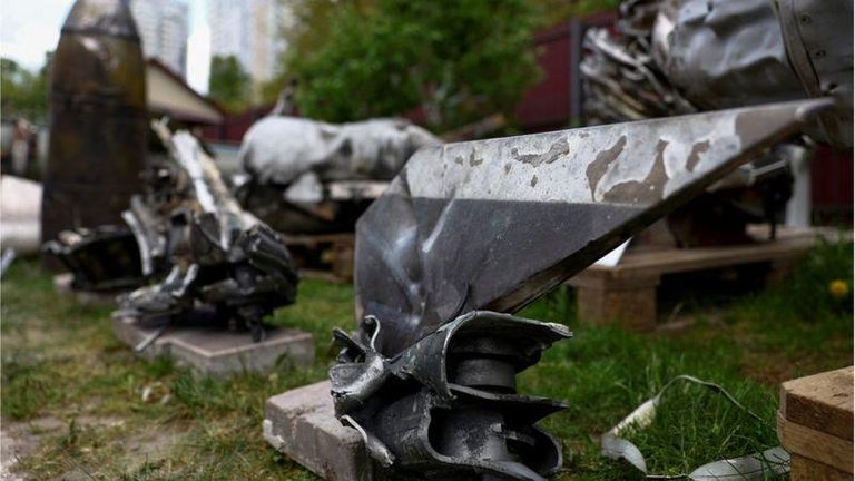 Обломки российской гиперзвуковой ракеты «Кинжал», сбитой в мае 2023 года над Киевом