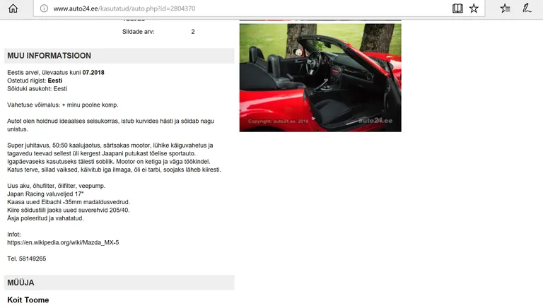 Kuvatõmmis kuulutusest