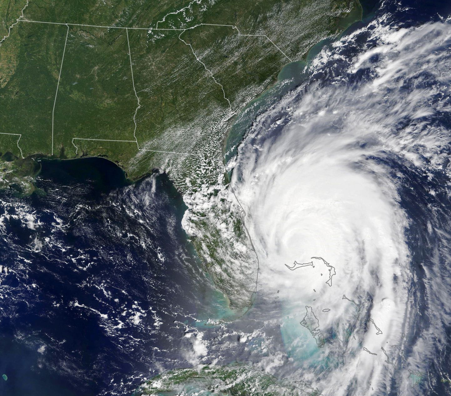 Orkaan Dorian USA kosmoseagentuuri NASA satelliidipildil.