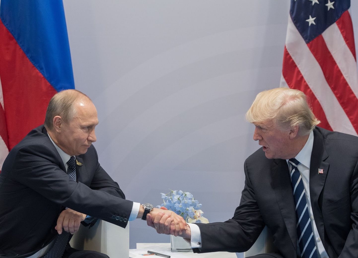Vladimir Putin ja Donald Trump Hamburgis.