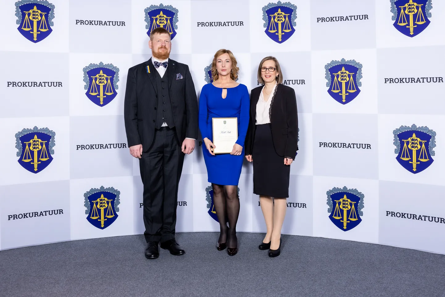 Riigi peaprokurör Andres Parmas, aasta prokurör Külli Saks ja justiitsminister Lea Danilson-Järg.