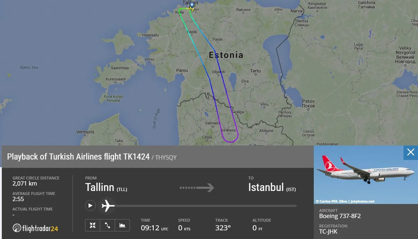 Скриншот с сайта Flightradar24.com