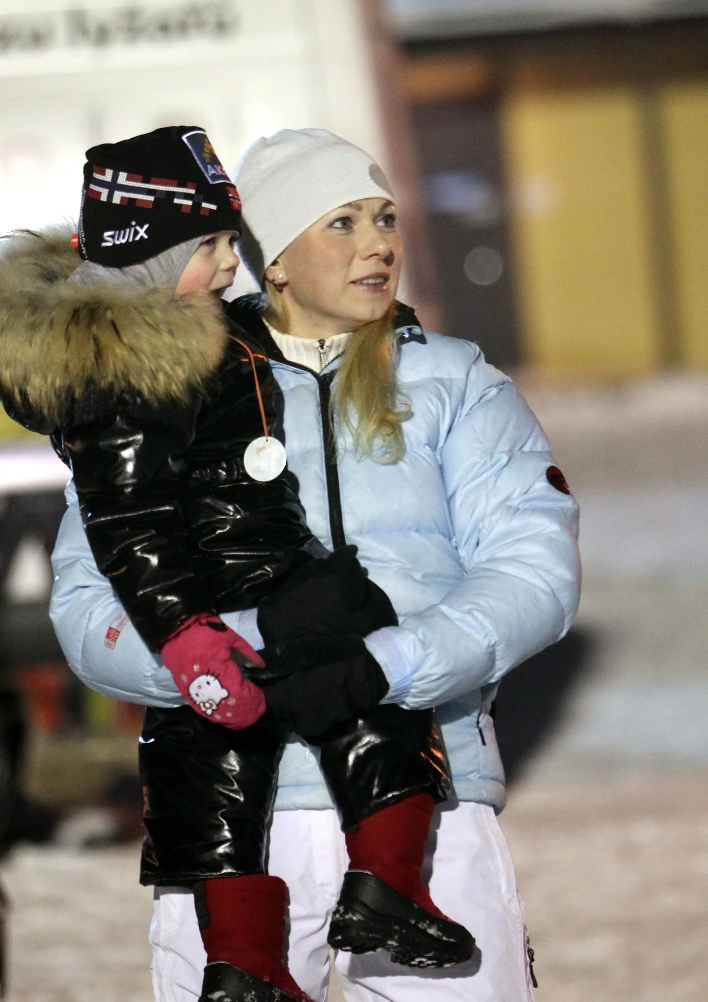 Kristina Šmigun-Vähi lapsega möödunud talvel.