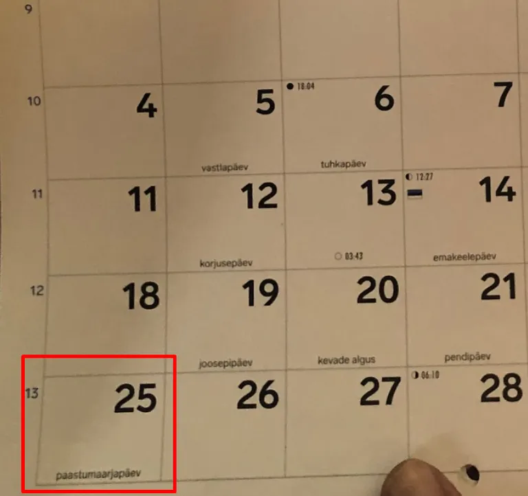 Pirita Linnaosa Valitsuse kalender